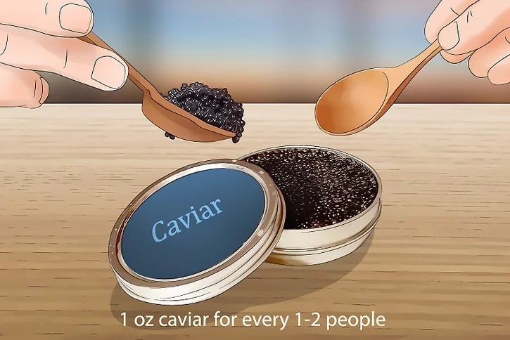 A plate of caviar and two spoons of caviar